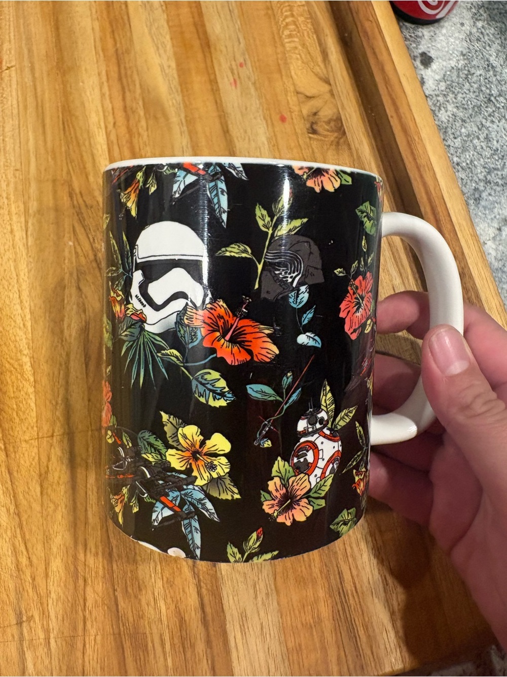 Star Wars Black Floral Ceramic Mug with White Handle